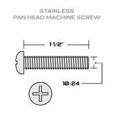 10-24 x 1-1/2" stainless steel machine screw.